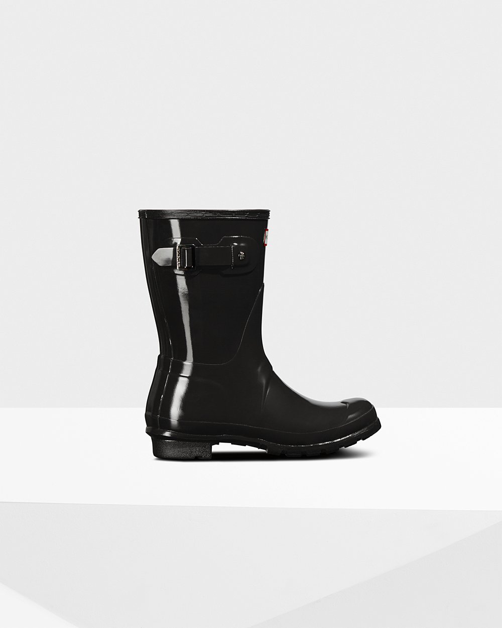 Hunter Original Gloss Short Rain Boots - Shop Online Womens Black - LAZRJX869